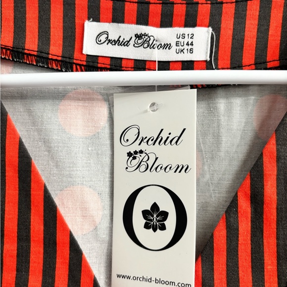 Polka Dot Women’s Dress - Orange and Black - Picture 4 of 6